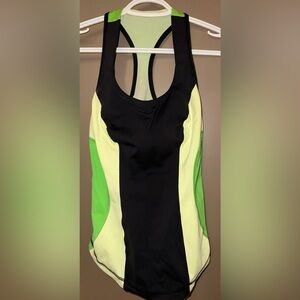 Lululemon Black and Green Racerback Tank Top
